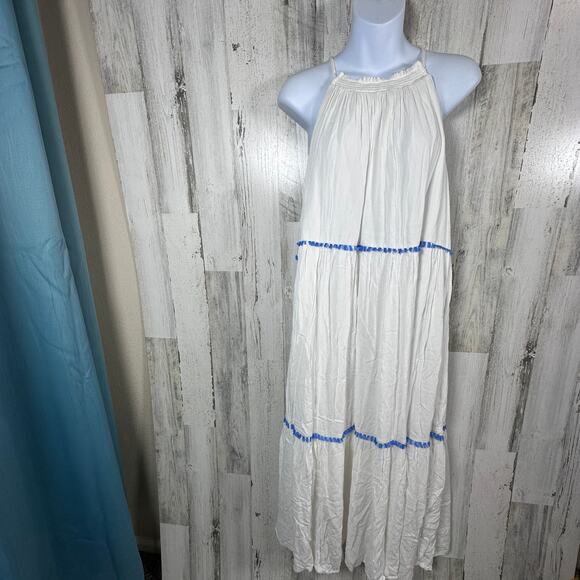 Rachel Zoe White Gauze Ruffle Dress S | MSRP $149 | Boho, Tassels, Resort - Picture 1 of 7